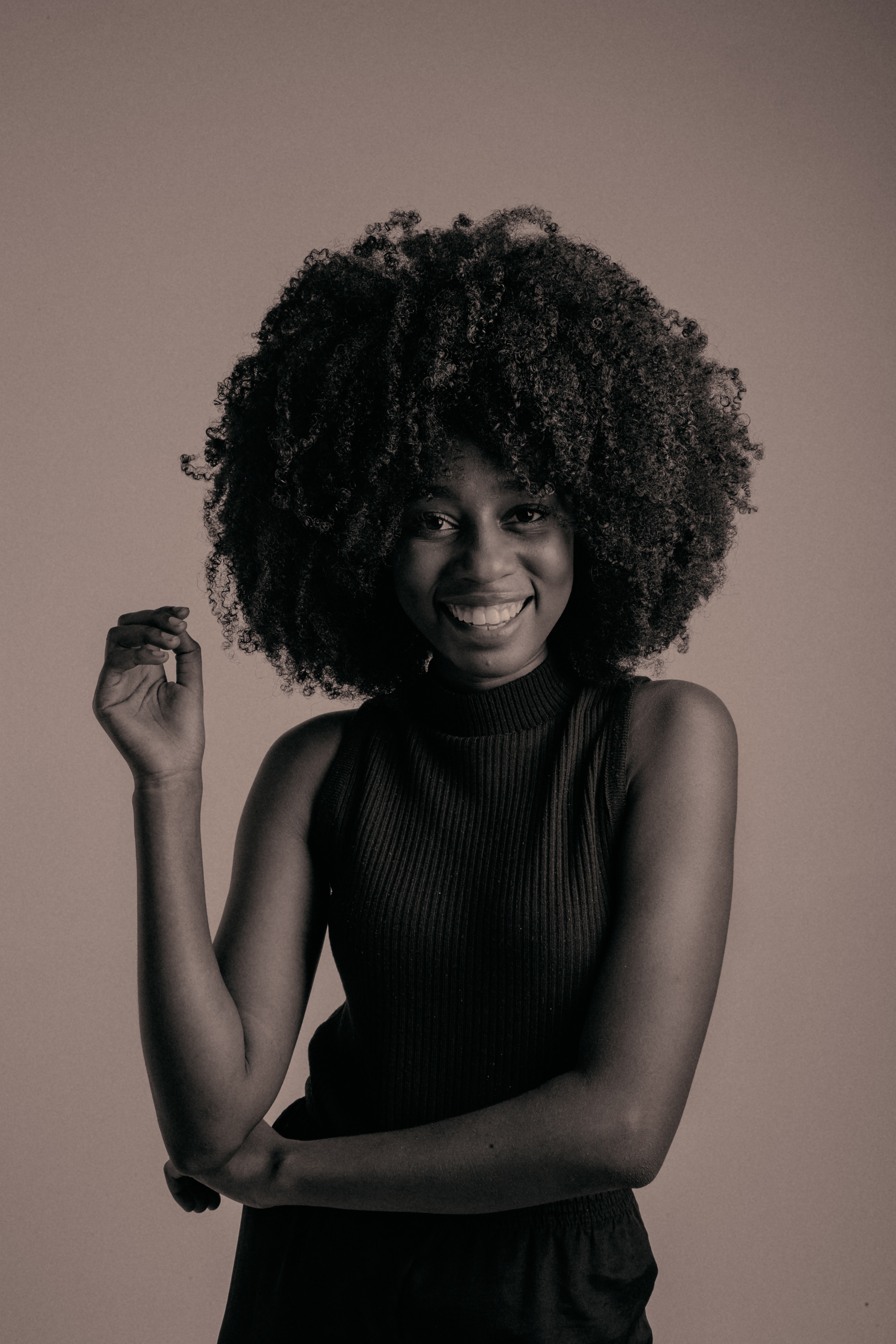 Woman with a Brunette Kinky Curly Afro